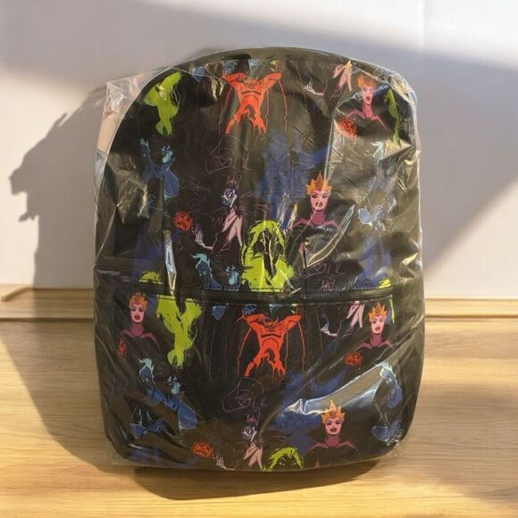 Disney Villains Colorful Backpack Allover Artwork Evil Queen Hades Carryall NEW - Picture 3 of 7